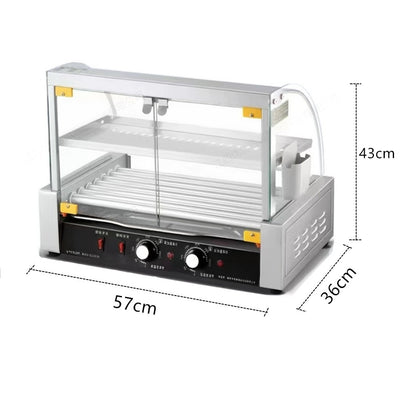 Electric Hot Dog Roller 7 Rollers Sausage Hot Dog Grill Toaster w/Glass Cover