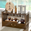 2-Tier Meditation Altar Table with Drawers 100% Bamboo Furniture for Displaying