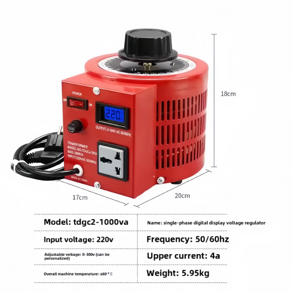 Variable Voltage Converter Transformer with LCD Display 220V Input 0-300V Adjust