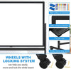 Magnetic Mobile White Board 90*60cm Double Sided Erase Board Rolling ON Wheels