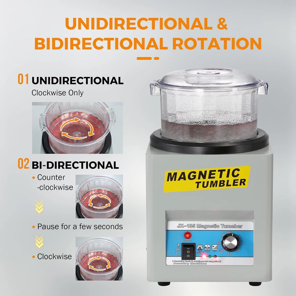 Magnetic Tumbler Polishing Machine Jewelry Polisher w/200g Pins Surface Polisher
