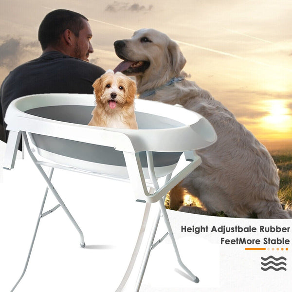 2 in 1 Dog Bathtub Pet Washing Station Portable Tub for Shower and Grooming
