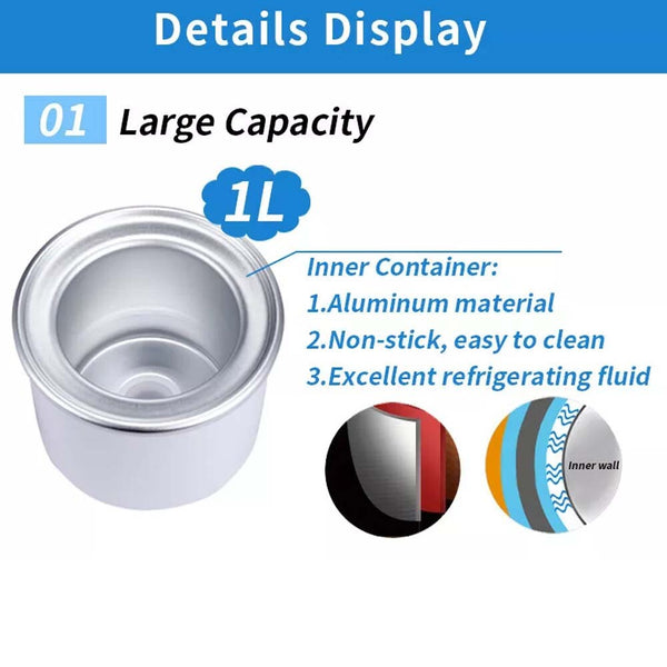 1L Automatic Small Soft Ice Cream Cones Maker Household DIY Ice Cream Roll Maker