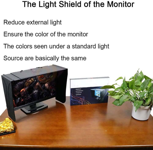 Desktop Computer Monitor Hood, 17-27In Adjustable, Foldable Anti-Glare Sunshade