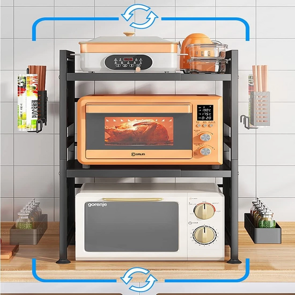 3 Tier Microwave Shelf Kitchen Adjustable Oven Storage Rack Stand Cabinet Holder