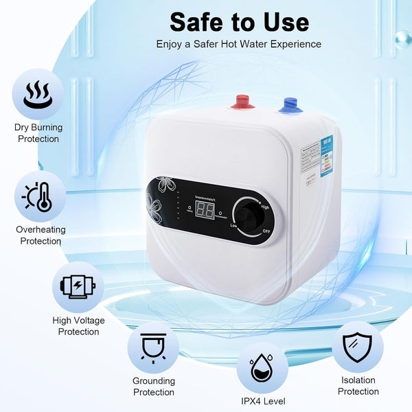 1500W Electric Mini-Tank Water Heater 15L Hot Water System Under Sink Water Tank