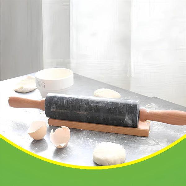 Marble Rolling Pin Wooden Handle for Baking Pizza Bread Kitchen Dough Roller