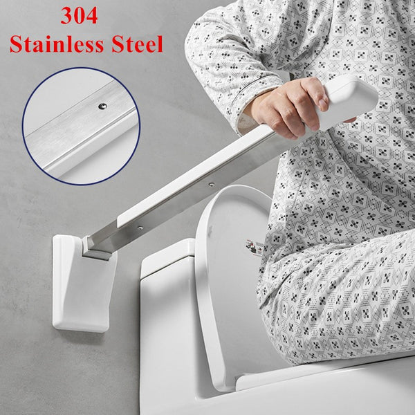 Toilet Grab Bar Foldable Flip Up Armrest Bars Elderly Non-Skid Safety Handrails