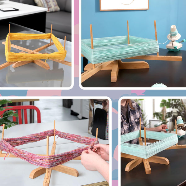 Wood Yarn Holder Compact Rotating Yarn Winder for Efficient Hand Knitting