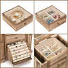 Large Wooden Jewellery Box Storage Mirror Organiser Necklace Rings Earring Gifts