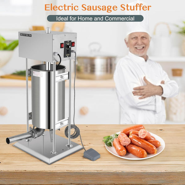 15L Electric Sausage Filler 5 Nozzles Sausage Maker Meat Stuffer Stainless Steel
