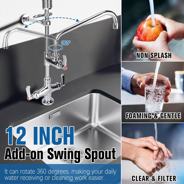 47" Commercial Pre-Rinse Sprayer High Pressure Washing Kitchen Sink Faucet AU