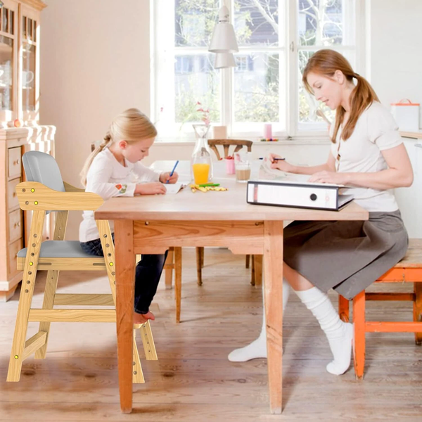 Wooden High Chair for Toddlers Teens Learning Chair Grows with Kid for Dining