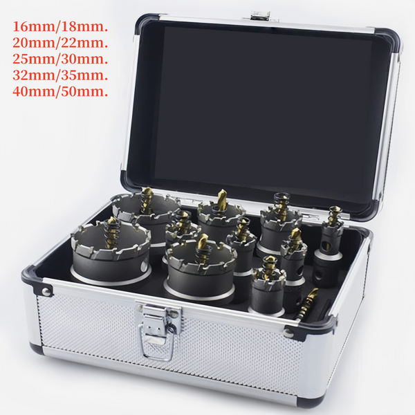 10/12Pcs TCT Hole Saw Kit for Hard Metal Tungsten Carbide Tipped Hole Cutter Set