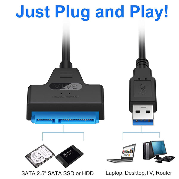 USB3.0 to SATA 2.5" Hard Drive HDD SSD Adapter Converter USB SATA Cable External