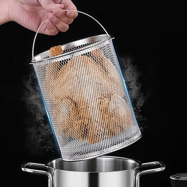 4L Kitchen Stainless Steel Deep Fryer Pot with Mesh Basket & Lid All Stovetops