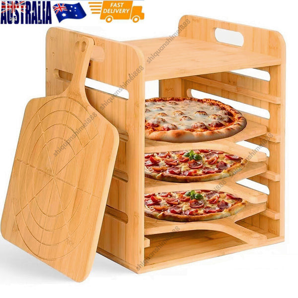 13" Pizza Rack Wooden Pizza Peel Rack  4 Tier Non-Stick Pizza Paddle Pizza Board