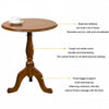 Wooden Side Table Round End 50cm Bedside Table Vintage Coffee Table Nightstand