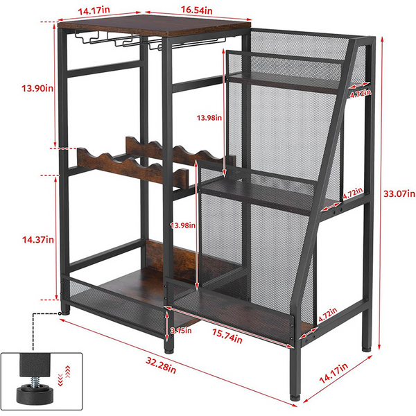 3-Tier Metal Wine Rack Wine Bottle Storage Shelf Display Cabinet for Home Bar AU