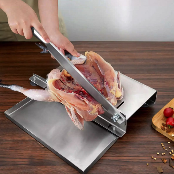 Bone Cutter Frozen Meat Slicer Manual Ribs Chicken Fish Chopper with Food Tray