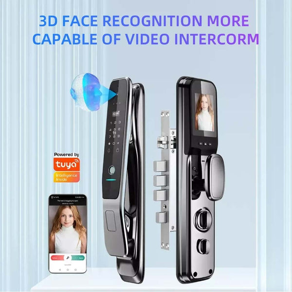 Smart Door Lock 3D Face Recognition w/ Video Doorbell Camera WiFi Fingerprint