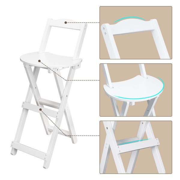 Bamboo Bar Stool Foldable Design W/ Ergonomic Backrest Space-saving For Bars