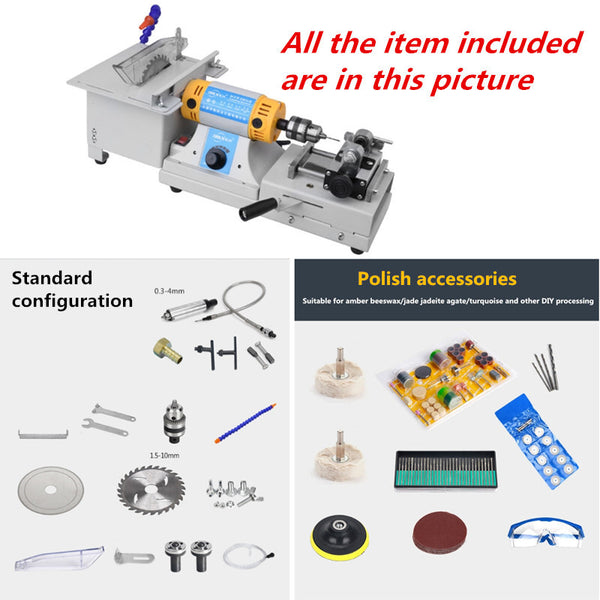 220V Gem Lathe Polisher Carving Machine Table Saw Punching Grinding Machine