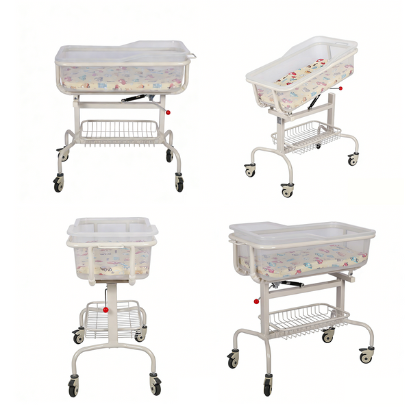 Clear Baby Bassinet Anti-Reflux Hospital Cot Newborn Crib w/ Wheels & Storage