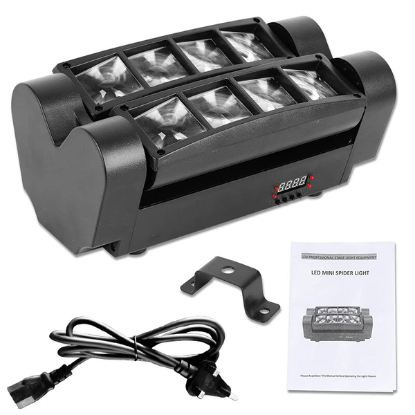 8LED Disco Stage Light DJ Light LED Spider Laser RGBW Moving Head Beam DMX Party