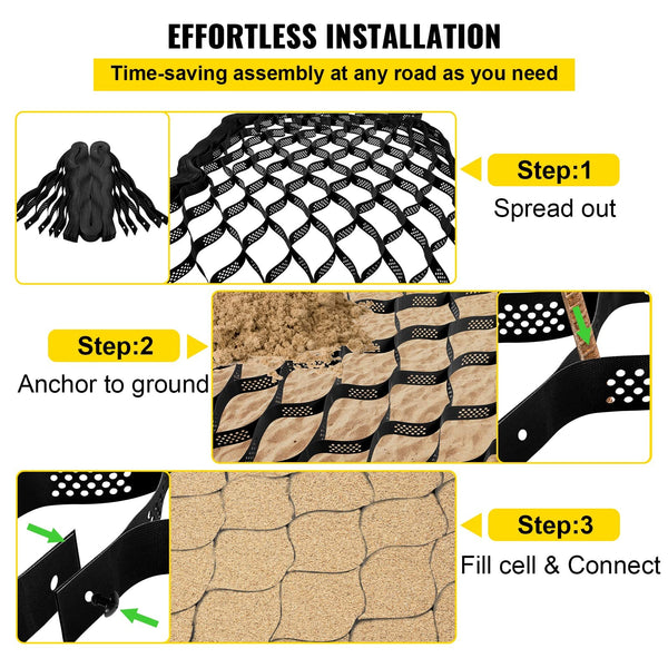 9x17ft Geo Cell Honeycomb Soil Retainer Gravel Grid for Pathway Yard Landscaping