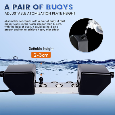 Ultrasonic Mist Maker 6 Head Pond Fogger with 250W Power Supply for Pond Garden