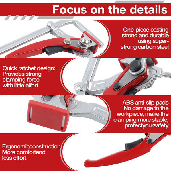 4x Ratchet Table Clamp Quick Release Track Saw Clamps for MFT/Guide Rail System