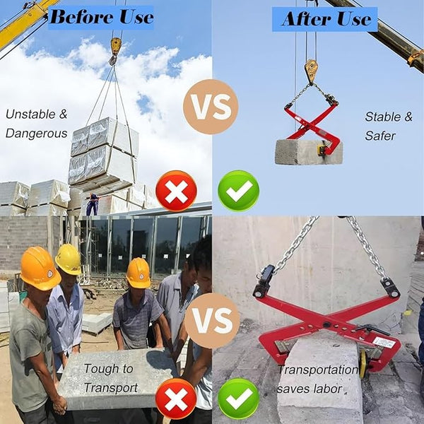 Stone Lifting Clamp w/Non-Slip Rubber Marble Clamp Heavy Duty Stone Lifter 350KG