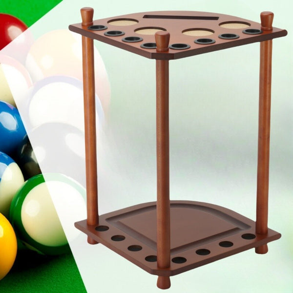 Pool Cue Rack Solid Wood Pool Stick Holder Floor Stand Holds 8 Pool Billiard Cue