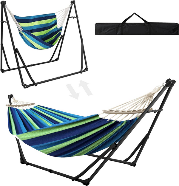 Foldable Hammock Swinging Chair Hammock With Stand Pop Up Hanging Camping Bed