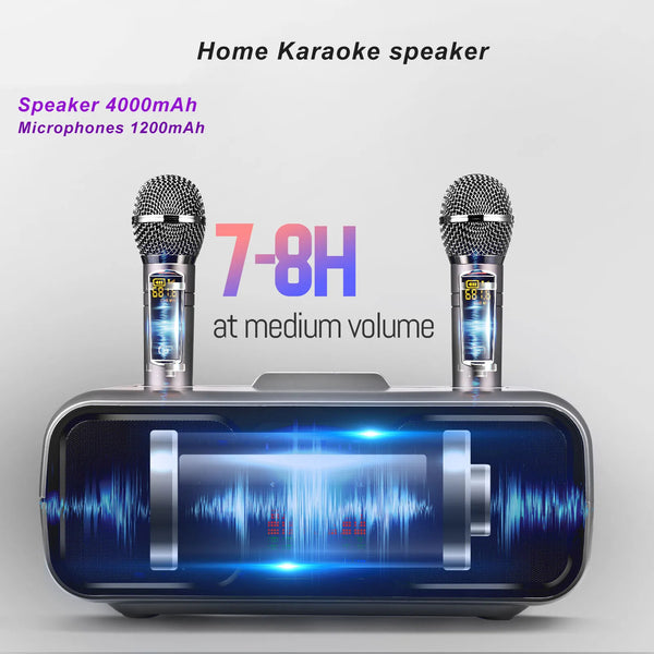 Bluetooth Karaoke Speaker & 2 Wireless Microphones Rechargeable Karaoke Machine