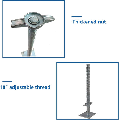 4 Pcs Scaffolding Adjustable Leveling Jack Steel Screw Large Bearing Capacity