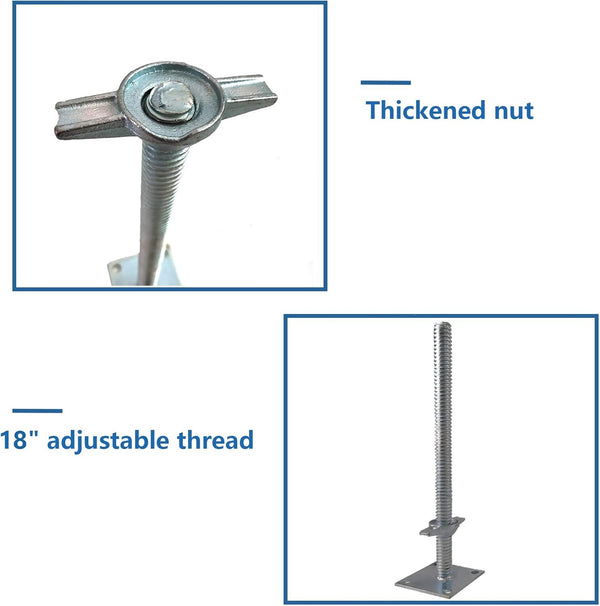 4 Pcs Scaffolding Adjustable Leveling Jack Steel Screw Large Bearing Capacity