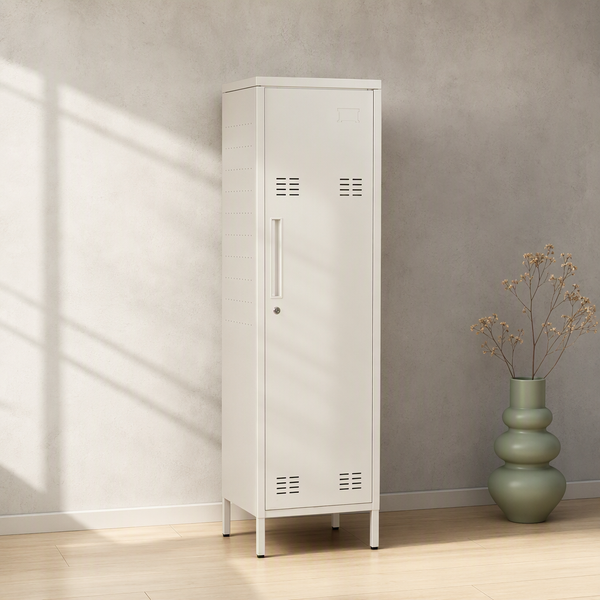Single Tier Standard Metal Locker Office Storage Cabinet Tallboy Bedroom Black