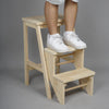 3-Step Folding Wooden Step Stool Portable Kids Adults Stool Ladder Home Stool
