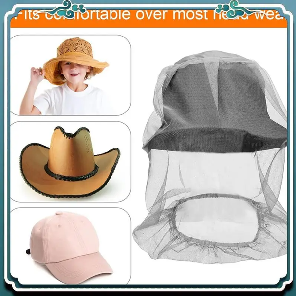 2X Mosquito Fly Head Net Bee Outdoor Fishing Insect Mesh Hat Mozzie Protector AU