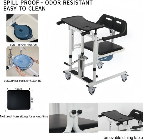 Lift Transfer Chair Patient Wheelchair+Assist Rise Lifter Hydraulic Lift Chair