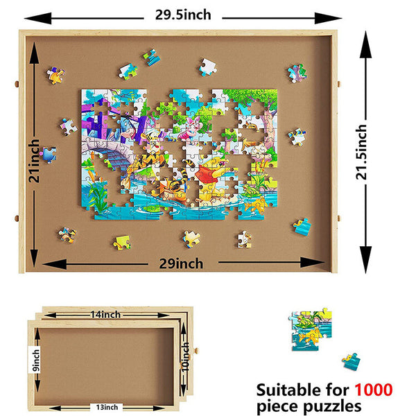 4-Drawer Puzzle Table Board 1000Pcs Wooden Puzzle Organizer Promote Parenthood