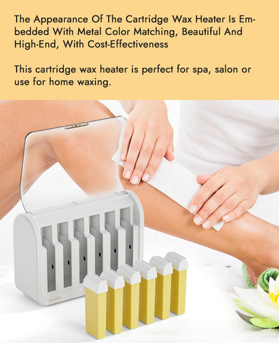 Cartridge Wax Warmer Kit Roll-On Heater With 6 Cartridges For Salon & Home Use