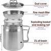 2L Stainless Steel Oil Filter Pot Deep Fryer Pot Oil Tank Kettle for Oil Storage
