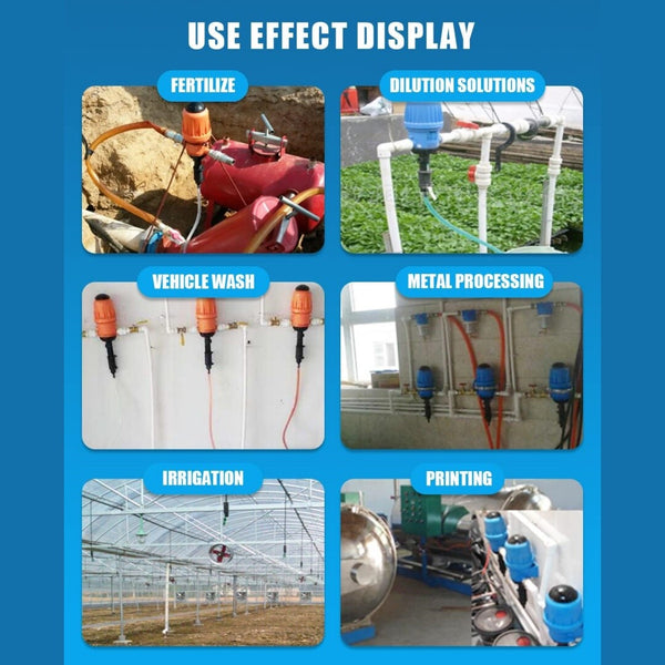 0.2%~2% Automatic Fertilizer Injector Water Powered Dosing Pump 3/4" Adjustable