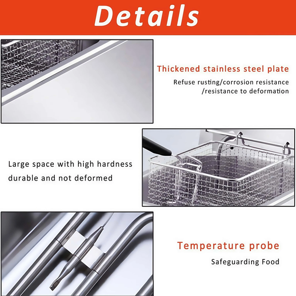 16L /8.2L Commercial LPG Gas Fryer w/Fryer Basket Deep Single Tank Frying Tool