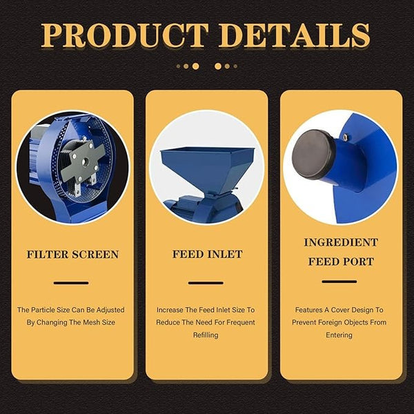 Grain Grinder Corn Barley Wheat Mill Electric Grain Crusher Adjustable Thickness