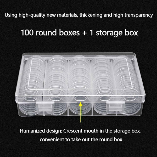 100pcs Coin Storage Box Case Capsules Holder Clear BOX 17/20/27/30mm(only box)