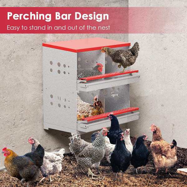 4/6 Hole Chicken Nesting Boxes Wall Mounted Metal Chicken Coop Laying Boxes AU